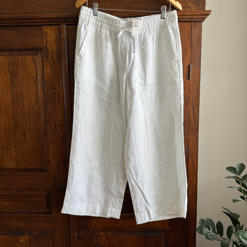 Talbots White Linen Pants New Wide Leg